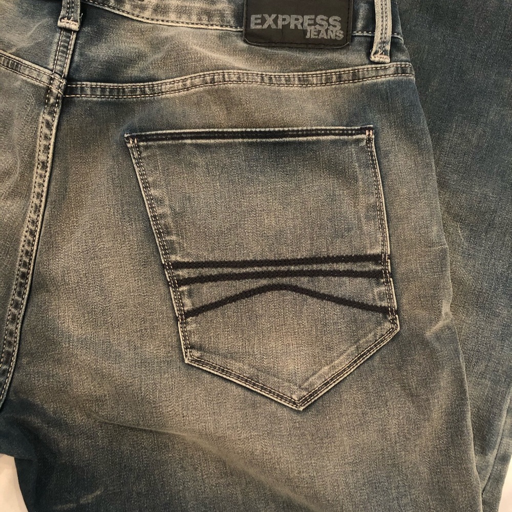 Express Rocco Slim Fit Distressed Blue Jeans 33x32 - Picture 7 of 9